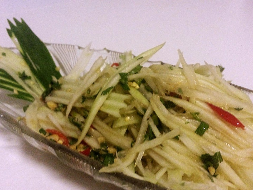 Appetizers, Pinoy Green papaya salad with a Filipino twist Sunny side up